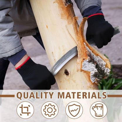 10" Tree Draw Knife Sets with Gloves, Full-tang Wood Scraper Debarking Tool,Spoke Shave & Wood Shaving Tool for Carving Woodworking Bark Peeling Shaver