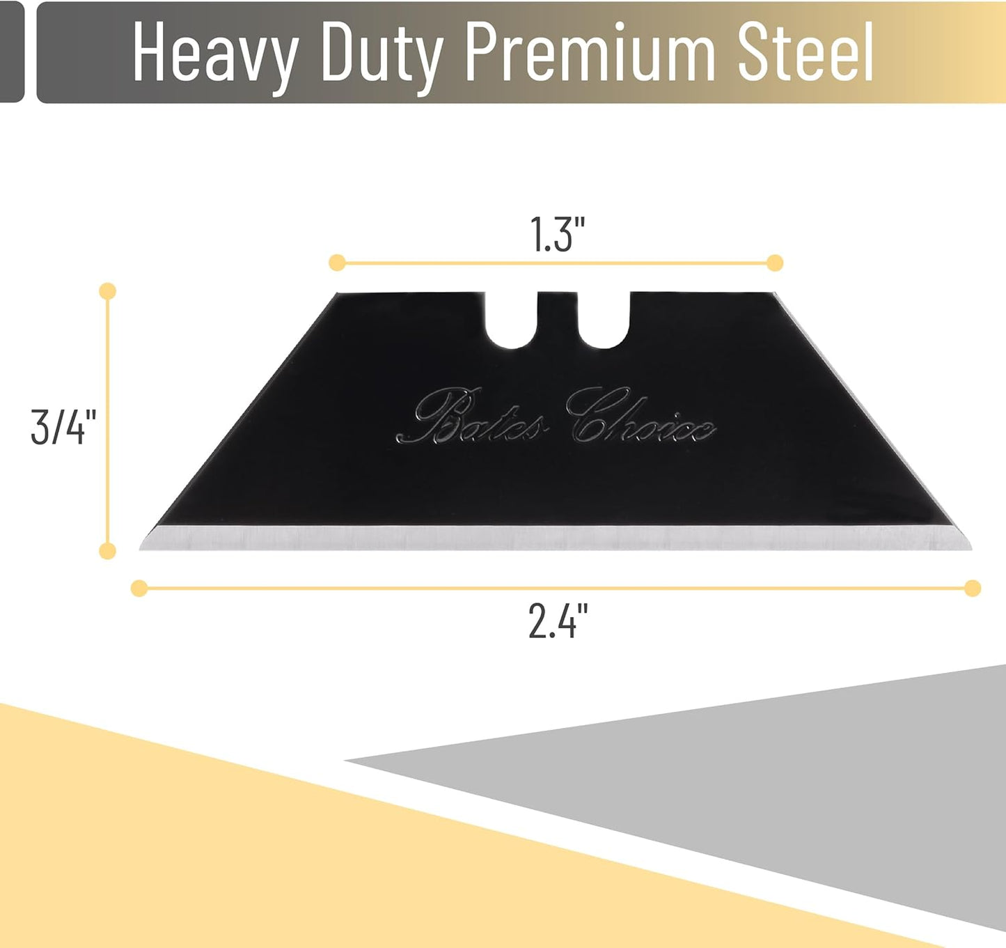 Bates- Utility Knife Blades, Serrated Edge, 60 Pack, Silver, Carbon Steel, Replacement Blade for Box Cutters