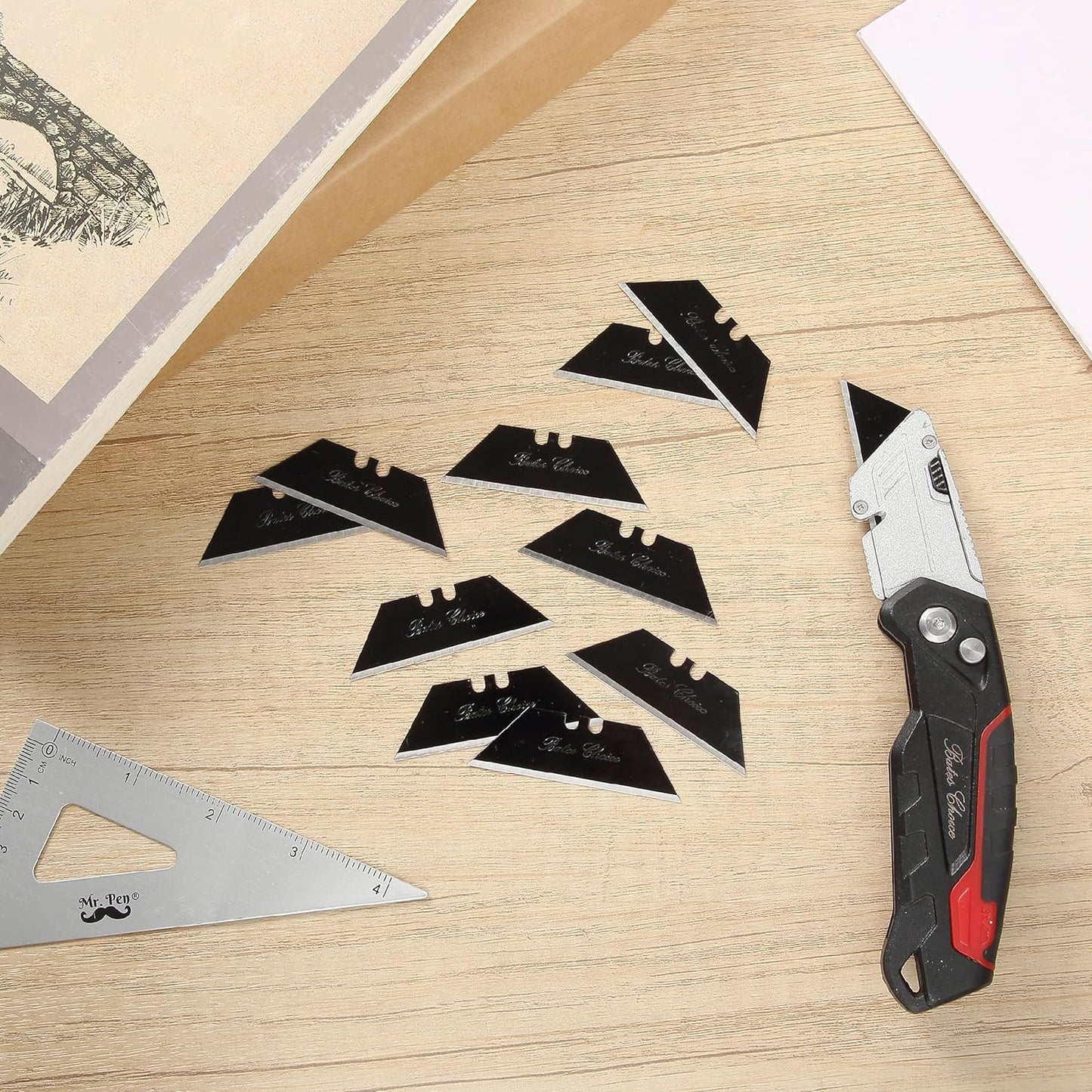 Bates- Utility Knife Blades, Serrated Edge, 60 Pack, Silver, Carbon Steel, Replacement Blade for Box Cutters