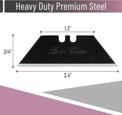 Bates- Utility Knife Blades, Serrated Edge, 60 Pack, Silver, Carbon Steel, Replacement Blade for Box Cutters