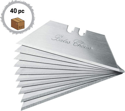 Bates- Utility Knife Blades, Serrated Edge, 60 Pack, Silver, Carbon Steel, Replacement Blade for Box Cutters