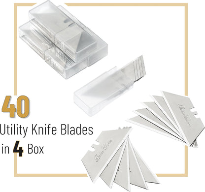 Bates- Utility Knife Blades, Serrated Edge, 60 Pack, Silver, Carbon Steel, Replacement Blade for Box Cutters