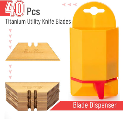 Bates- Utility Knife Blades, Serrated Edge, 60 Pack, Silver, Carbon Steel, Replacement Blade for Box Cutters