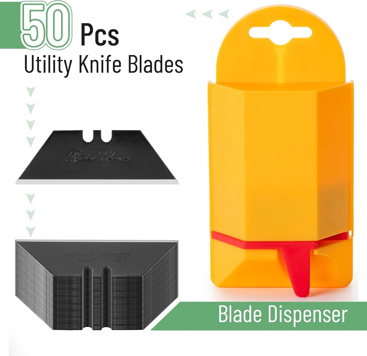 Bates- Utility Knife Blades, Serrated Edge, 60 Pack, Silver, Carbon Steel, Replacement Blade for Box Cutters