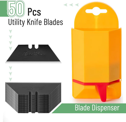 Bates- Utility Knife Blades, Serrated Edge, 60 Pack, Silver, Carbon Steel, Replacement Blade for Box Cutters
