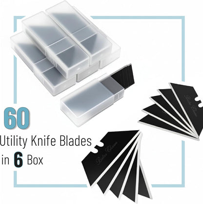 Bates- Utility Knife Blades, Serrated Edge, 60 Pack, Silver, Carbon Steel, Replacement Blade for Box Cutters