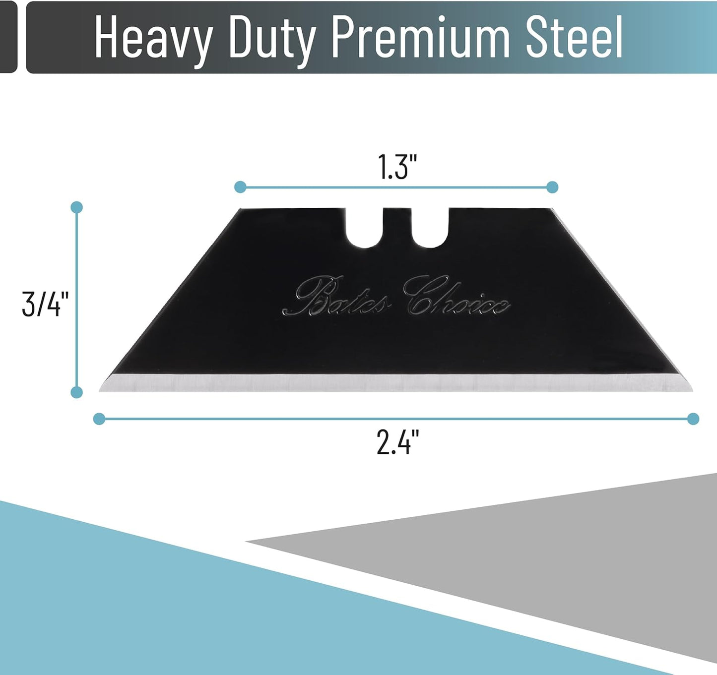Bates- Utility Knife Blades, Serrated Edge, 60 Pack, Silver, Carbon Steel, Replacement Blade for Box Cutters