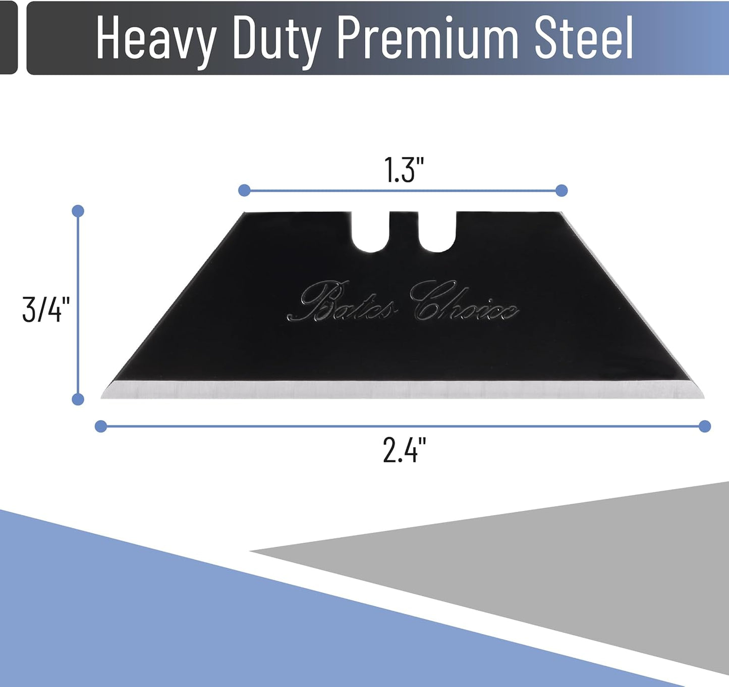 Bates- Utility Knife Blades, Serrated Edge, 60 Pack, Silver, Carbon Steel, Replacement Blade for Box Cutters