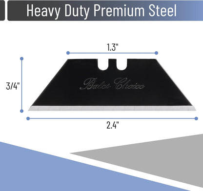 Bates- Utility Knife Blades, Serrated Edge, 60 Pack, Silver, Carbon Steel, Replacement Blade for Box Cutters
