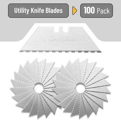Bates- Utility Knife Blades, Serrated Edge, 60 Pack, Silver, Carbon Steel, Replacement Blade for Box Cutters