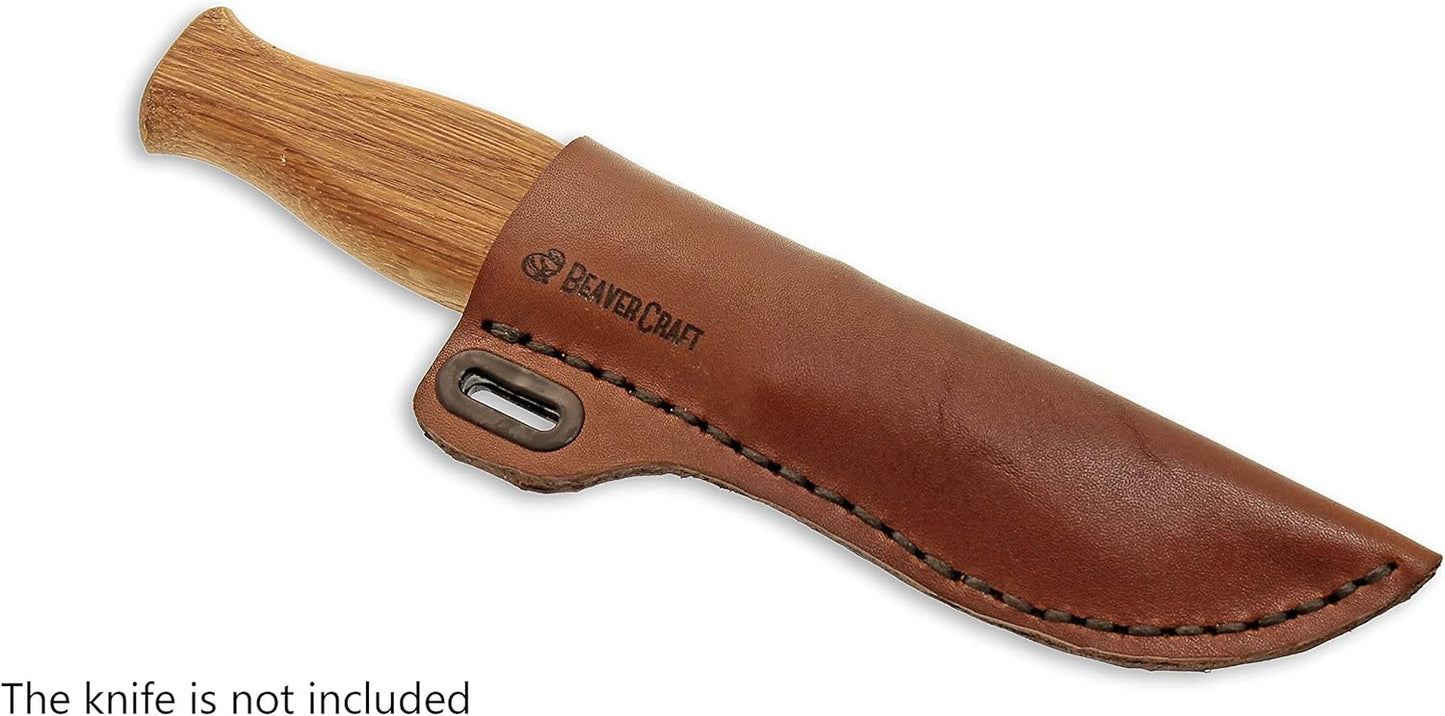Knife Leather Sheath SH1 6" x 2.4" - Genuine Leather Case for Fixed Blade Knives - Brown Knife Sheath - Knives Holster Fits up to 3.5"