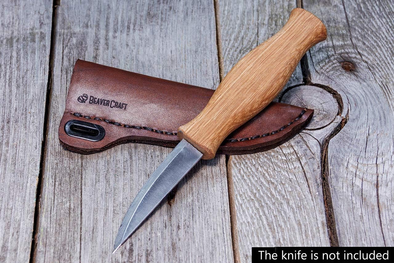 Knife Leather Sheath SH1 6" x 2.4" - Genuine Leather Case for Fixed Blade Knives - Brown Knife Sheath - Knives Holster Fits up to 3.5"