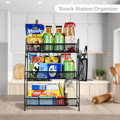 LEMIKKLE 2-Tier Bathroom Countertop Organizer,Skincare, Makeup Countertop Organizers, Kitchen, Bathroom Counter Storage with Small Basket (Black)