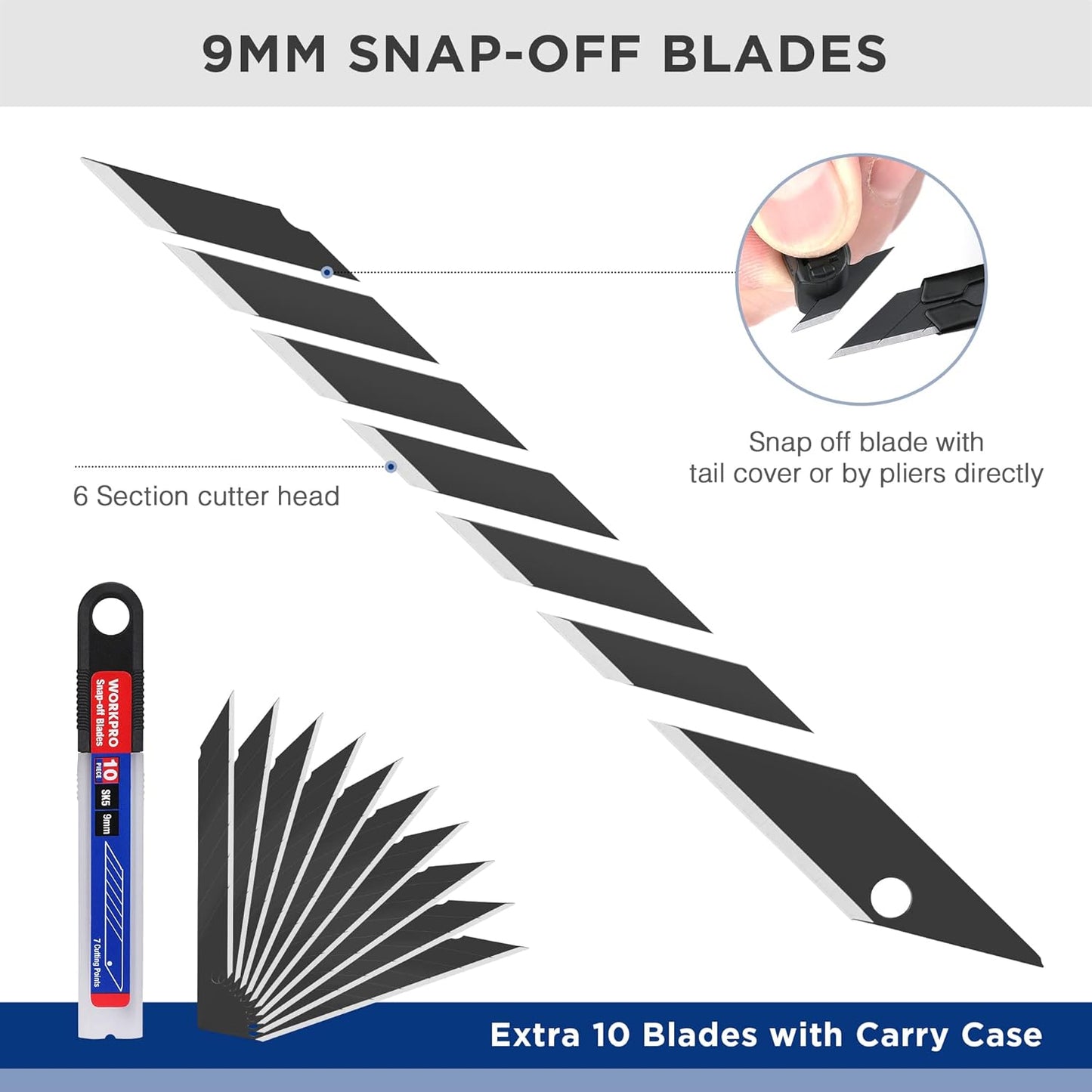 Premium Utility Knife Retractable Snap-off Blade, Heavy Duty Aluminum Box Cutter Set, Razor Knife Exacto Craft Knives, with 10 Extra 9mm Blades, Pack of 5