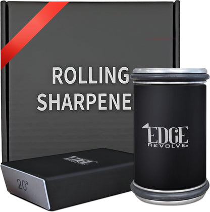 Rolling Knife Sharpener Kit, Magnetic 15° & 20° Angle Guides, Diamond & Ceramic Discs, Manual Rolling Knife Sharpener Tool for Razor-Sharp Kitchen gadgets, Chef & Outdoor Knives (Brown Gold)
