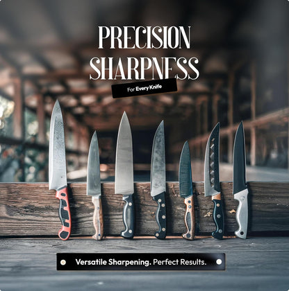 Rolling Knife Sharpener Kit, Magnetic 15° & 20° Angle Guides, Diamond & Ceramic Discs, Manual Rolling Knife Sharpener Tool for Razor-Sharp Kitchen gadgets, Chef & Outdoor Knives (Brown Gold)