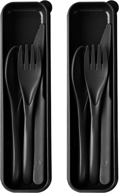 Pink Utensil set Travel Silverware with Case, 2 Sets Reusable Utensils Set with Case, Wheat Straw Utensils for Lunch Box Accessories, Camping Utensils for Work Lunch or Daily Use (Pink)