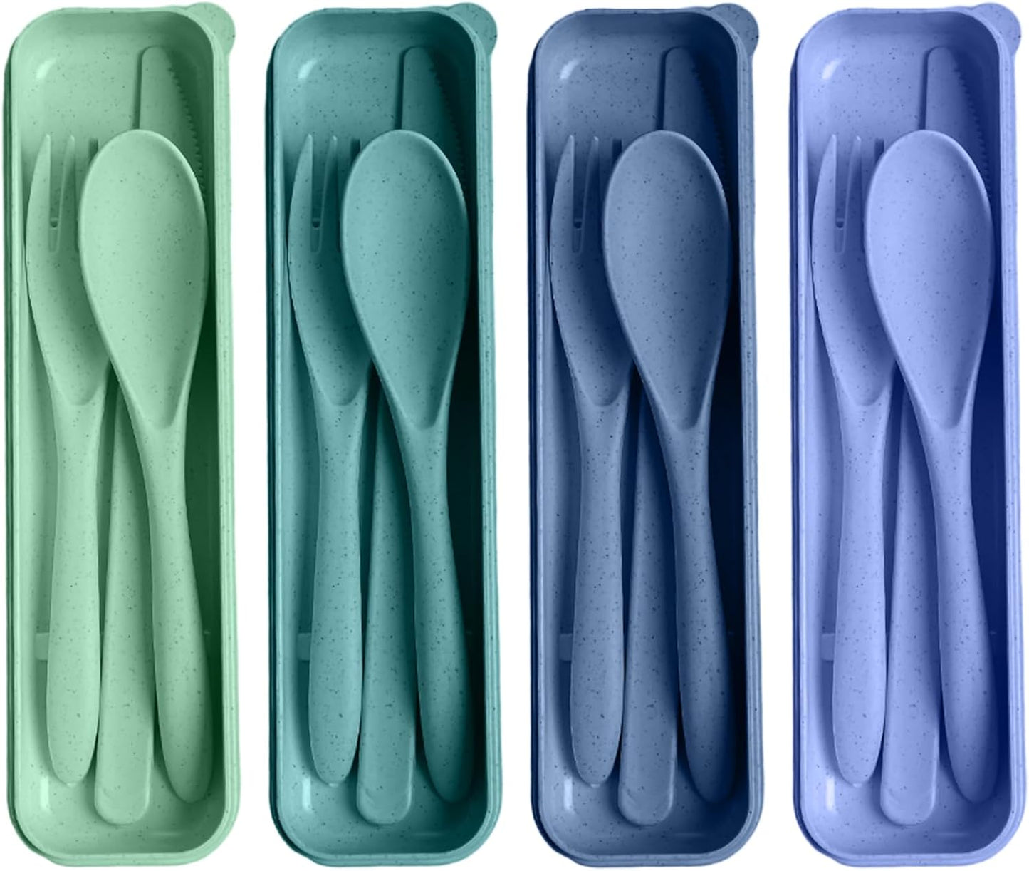 Pink Utensil set Travel Silverware with Case, 2 Sets Reusable Utensils Set with Case, Wheat Straw Utensils for Lunch Box Accessories, Camping Utensils for Work Lunch or Daily Use (Pink)