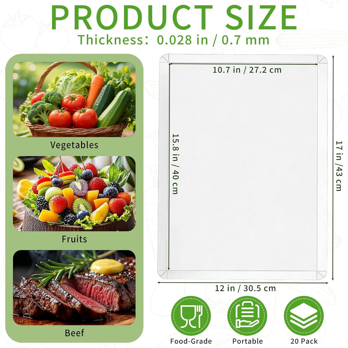20 Pack Non-slip Disposable Cutting Boards for Kitchen&Commercial