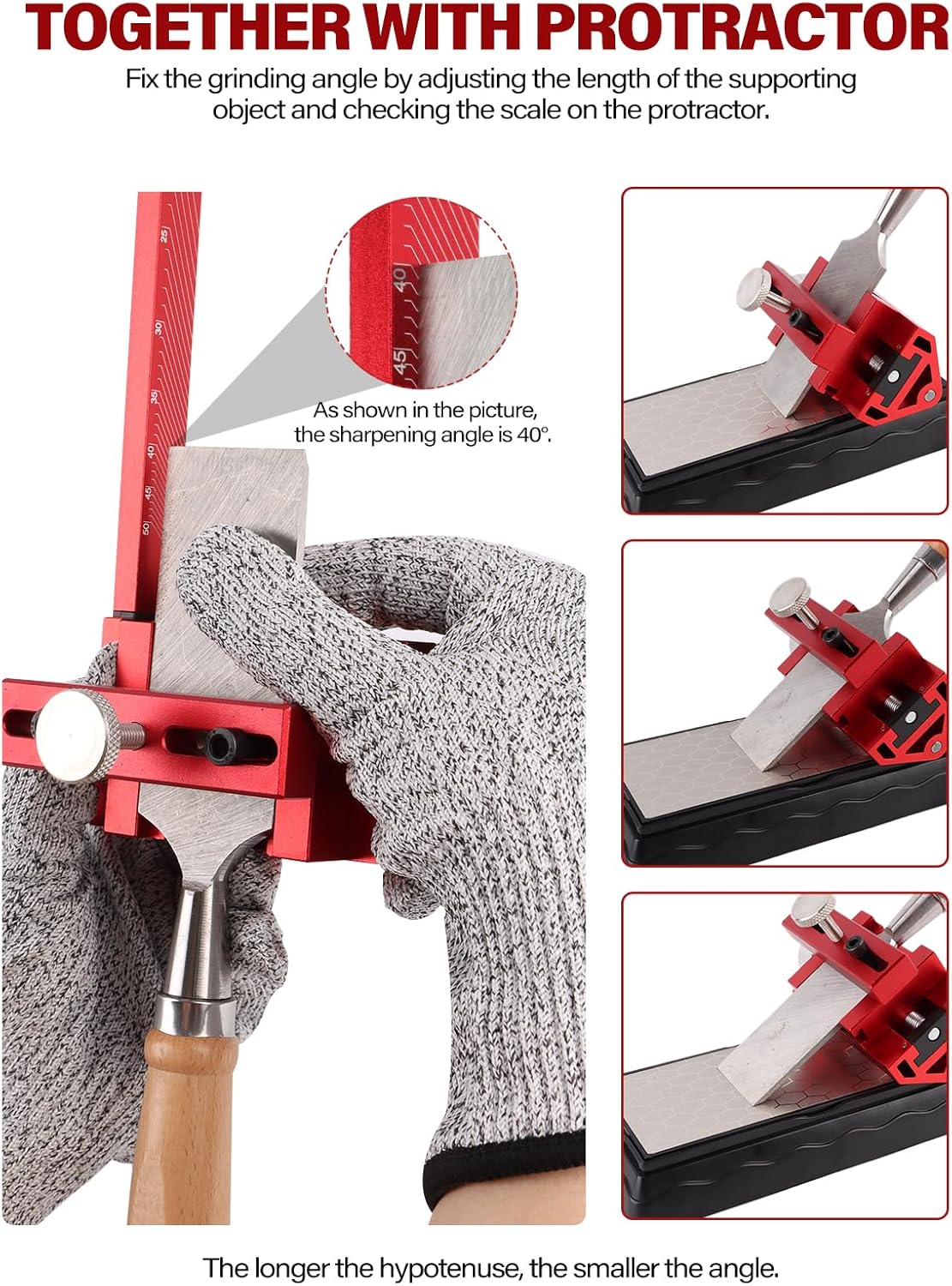 Double-side Chisel Sharpening Kit, Professional Diamond Sharpening Stones Knife Sharpener Plate with Honing Guide Protractor for Chisel Kitchen Outdoor Woodworking Tools (600/1200 Grit)