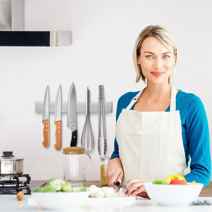 12 Inch Magnetic Knife Strip, Premium Stainless Steel Wall Mounted Kitchen Knives Bar,Space-Saving Powerful No Drilling Magnetic Knife Rack for Home Kitchen Utensil Holder & Tool Holder