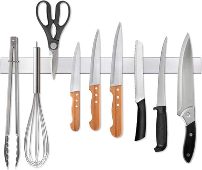 12 Inch Magnetic Knife Strip, Premium Stainless Steel Wall Mounted Kitchen Knives Bar,Space-Saving Powerful No Drilling Magnetic Knife Rack for Home Kitchen Utensil Holder & Tool Holder