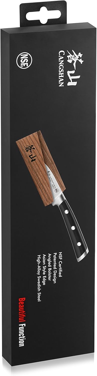 Cangshan TS Series 1020625 Swedish 14C28N Steel Forged 2.75-Inch Peeling Knife and Wood Sheath Set