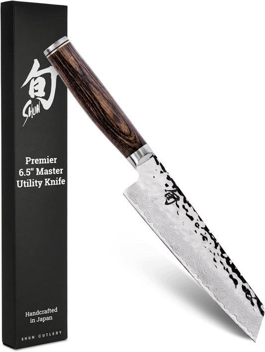 Premier 6.5" Master Utility Knife | Handcrafted Japanese Knife, Precision and Sharpness, VG-MAX Core, Damascus Stainless Steel Cladding, Pakkawood Handle