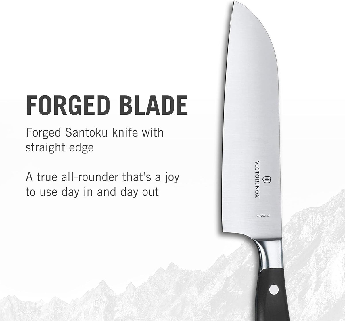 Grand Maitre 7 Inch Santoku Knife - Sharp Kitchen Knife with a Straight Edge - Ergonomic Chopping Knife, Black