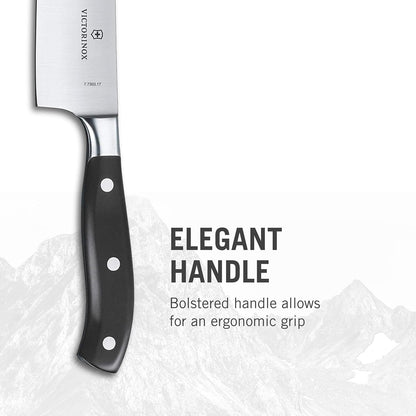 Grand Maitre 7 Inch Santoku Knife - Sharp Kitchen Knife with a Straight Edge - Ergonomic Chopping Knife, Black