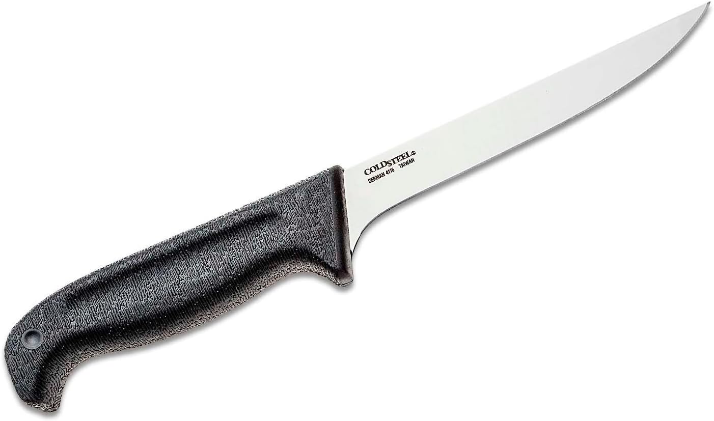 Cold Steel Commercial Series 6" Flexible German 4116 Stainless Steel Fixed Blade Narrow Straight Back Game & Fish Processing Cutting Boning Knife with Ergonomic Kray-Ex Handle