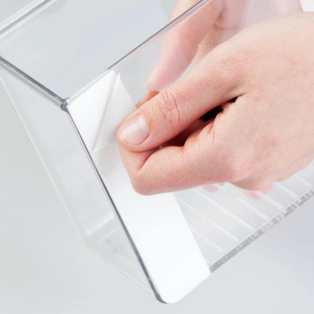 Plastic Adhesive Mount Storage Organizer Container for Kitchen or Pantry Wall Organization - Space Saving Holder for Sandwich Bags, Foil - 6" Wide - Poppon Collection - 4 Pack - Clear