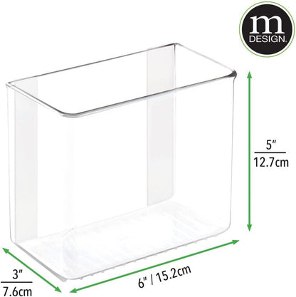 Plastic Adhesive Mount Storage Organizer Container for Kitchen or Pantry Wall Organization - Space Saving Holder for Sandwich Bags, Foil - 6" Wide - Poppon Collection - 4 Pack - Clear