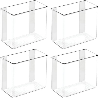 Plastic Adhesive Mount Storage Organizer Container for Kitchen or Pantry Wall Organization - Space Saving Holder for Sandwich Bags, Foil - 6" Wide - Poppon Collection - 4 Pack - Clear