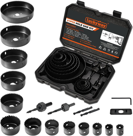 Hole Saw Kit, 21-Piece Hole Saw Set, 3/4" to 5" Hole Saws Drill Bits Hole Cutter Kits with Storage Case for Soft Wood, Plastic, PVC and Drywall