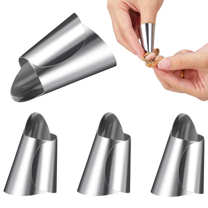 4Pcs Finger Protector Guard Set Stainless Steel Nail Cover Adjustable Kitchen Tool for Peeling Cutting Shelling