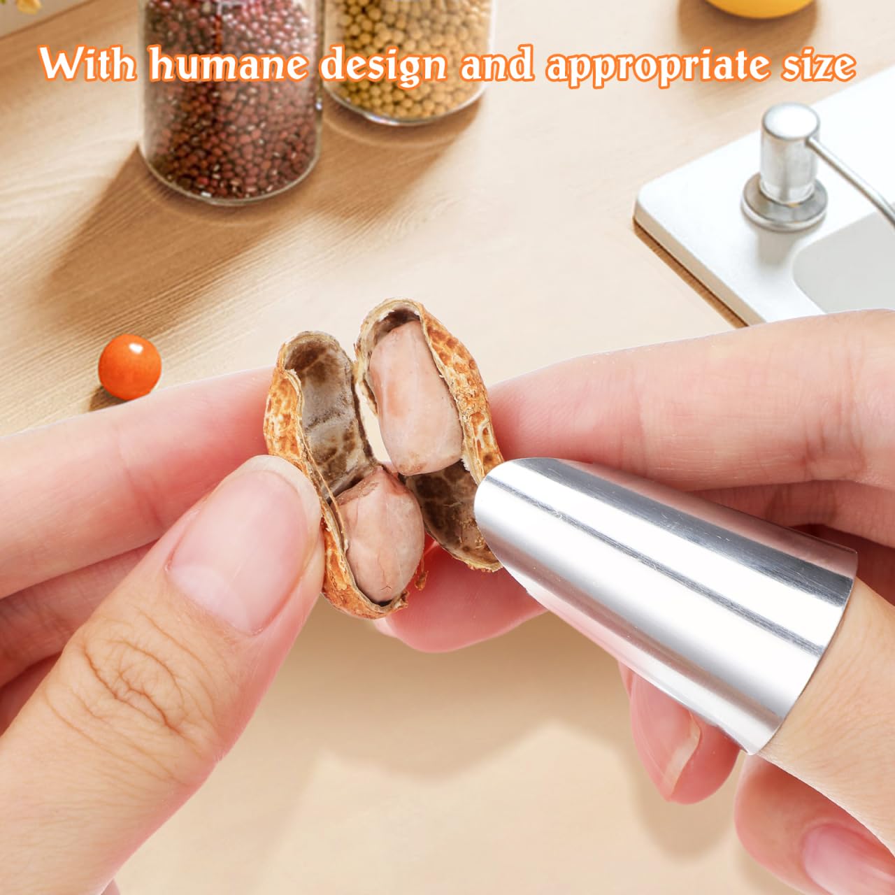 4Pcs Finger Protector Guard Set Stainless Steel Nail Cover Adjustable Kitchen Tool for Peeling Cutting Shelling