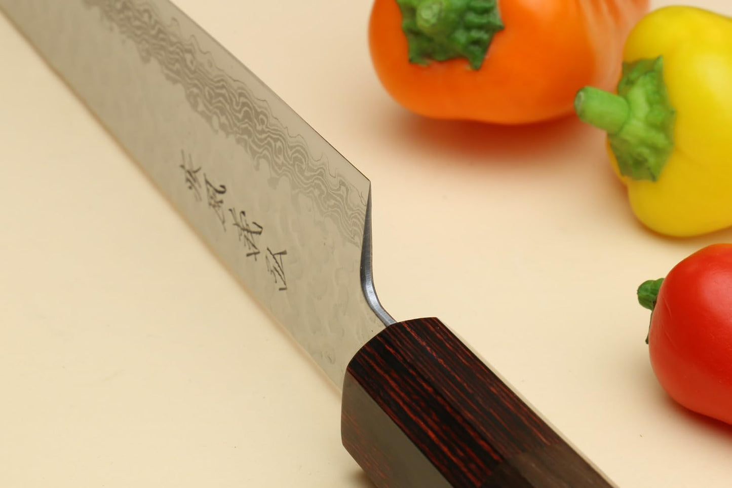 Yoshihiro VG10 46 Layers Hammered Damascus Sujihiki Japanese Slicer Knife (9.5" (240mm) Rosewood Handle)