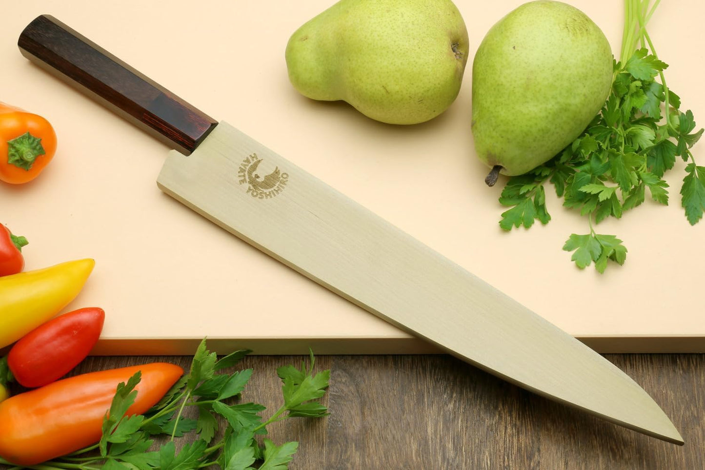 Yoshihiro VG10 46 Layers Hammered Damascus Sujihiki Japanese Slicer Knife (9.5" (240mm) Rosewood Handle)