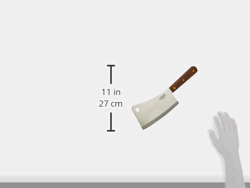 Lamson Meat Cleaver, 7.25 In High Carbon Steel Bone Knife, Walnut | Splits chicken joints and pork ribs; broad face crushes garlic; brass-riveted handle; handcrafted in Massachusetts