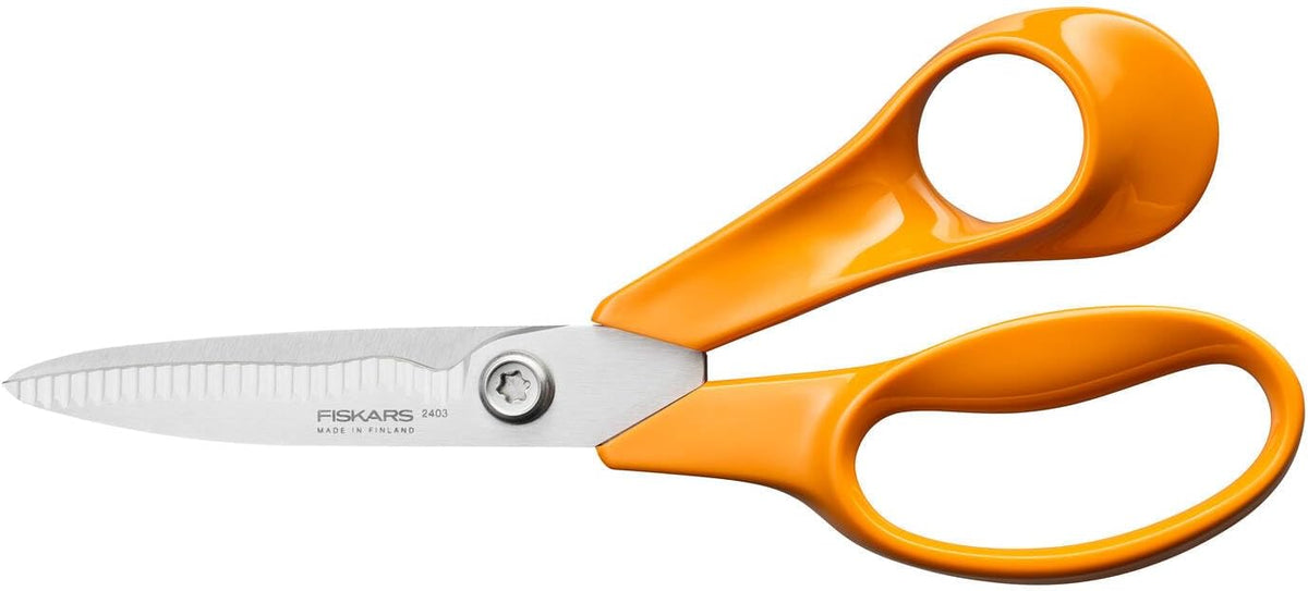 Classic Kitchen Scissors, Serrated Blades, Right-Handed use, Total Length: 18.7 cm, Improved Torx Screw and More Ergonomic Handle, Quality Steel/Plastic, Orange, 1075051