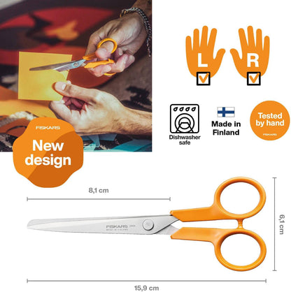 Classic Kitchen Scissors, Serrated Blades, Right-Handed use, Total Length: 18.7 cm, Improved Torx Screw and More Ergonomic Handle, Quality Steel/Plastic, Orange, 1075051