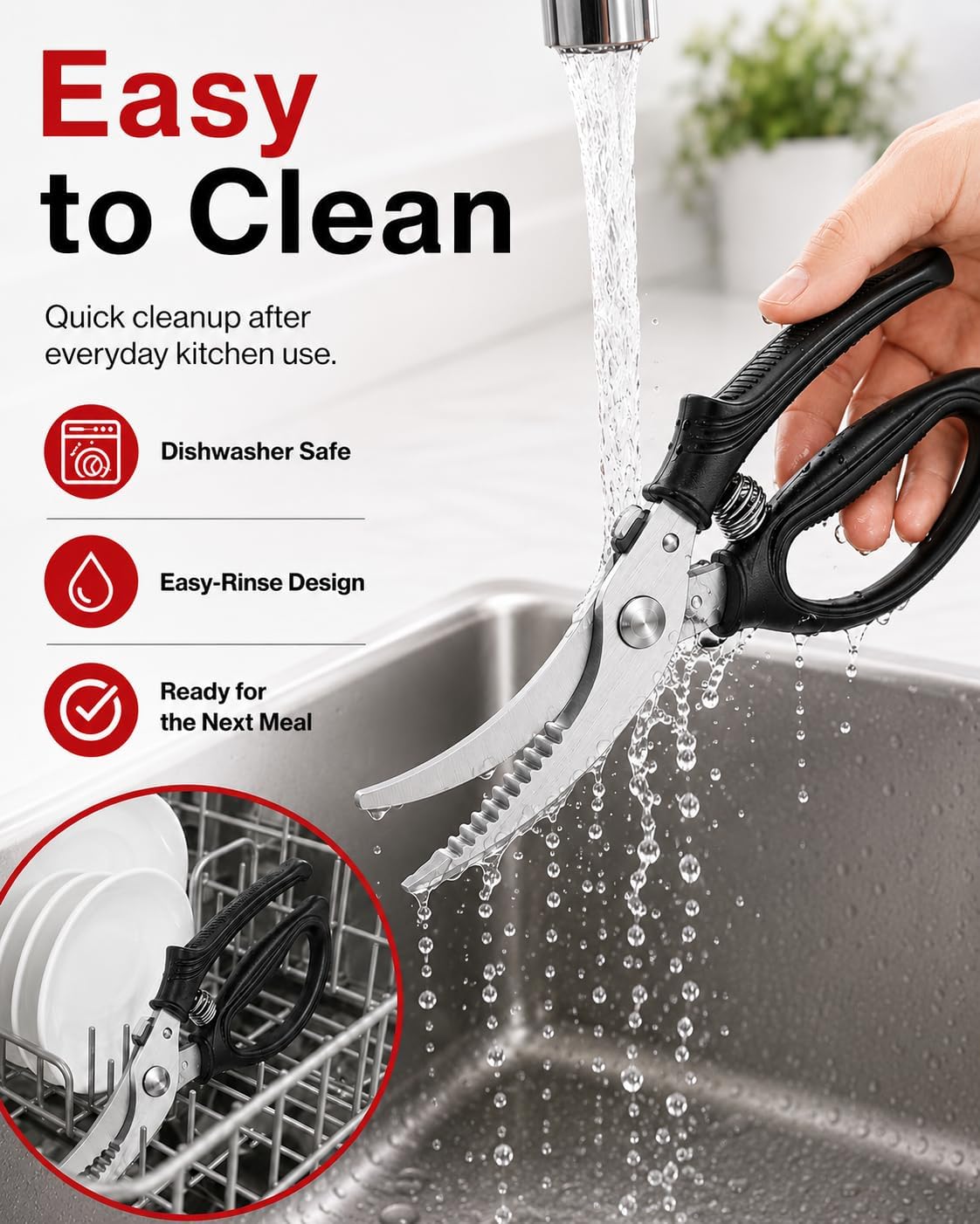 Poultry Shears, Heavy Duty Kitchen Scissors for Chicken & Turkey | Ultra-sharp blades cut through poultry joints and make spatchcocking easier; dishwasher-safe for quick, convenient cleanup