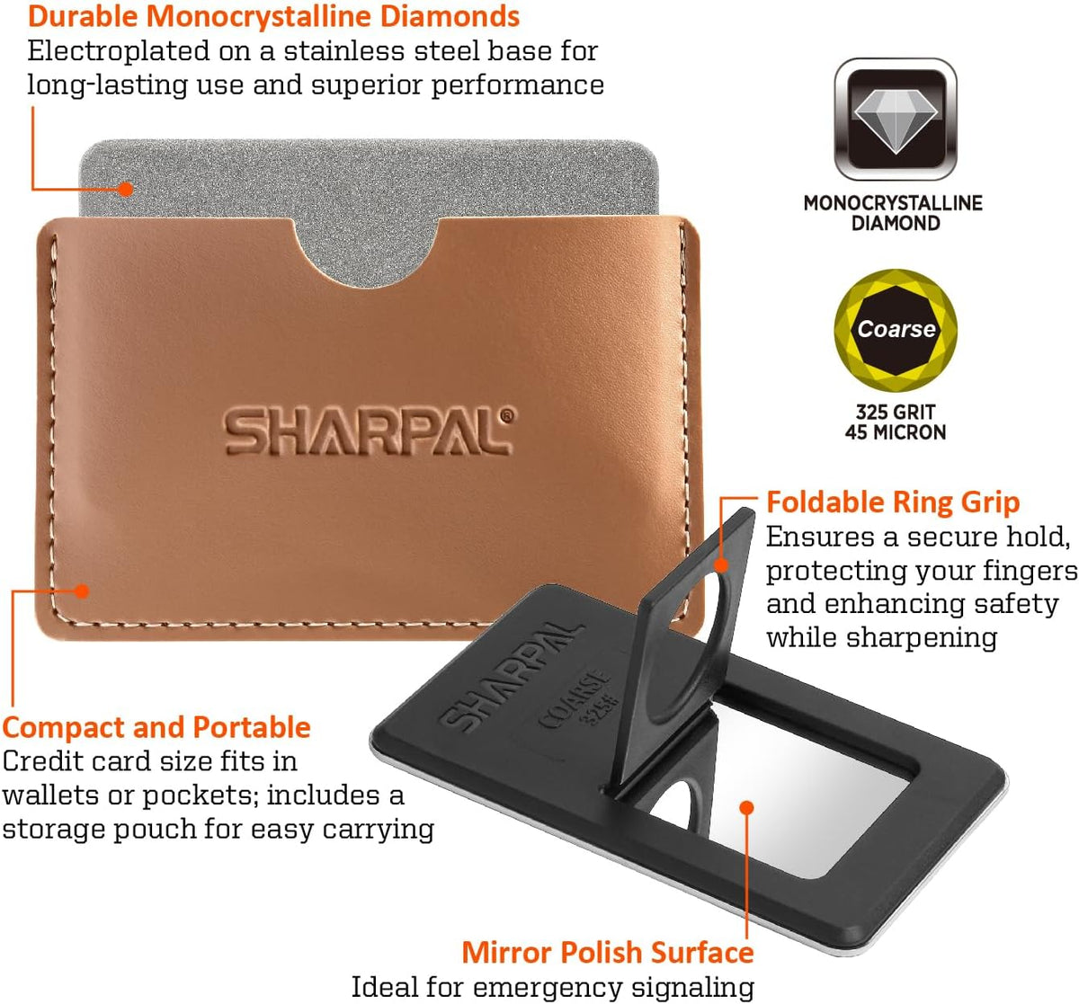 113N Credit Card-Sized Diamond Sharpening Stone, Coarse 325 Grit | Pocket Knife & Tool Sharpener, Portable and Convenient, On-the-Go Use