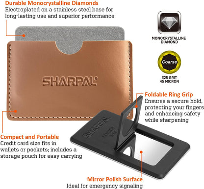 113N Credit Card-Sized Diamond Sharpening Stone, Coarse 325 Grit | Pocket Knife & Tool Sharpener, Portable and Convenient, On-the-Go Use
