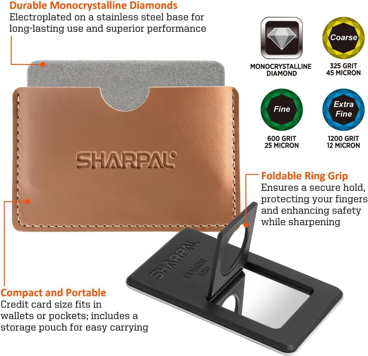 113N Credit Card-Sized Diamond Sharpening Stone, Coarse 325 Grit | Pocket Knife & Tool Sharpener, Portable and Convenient, On-the-Go Use