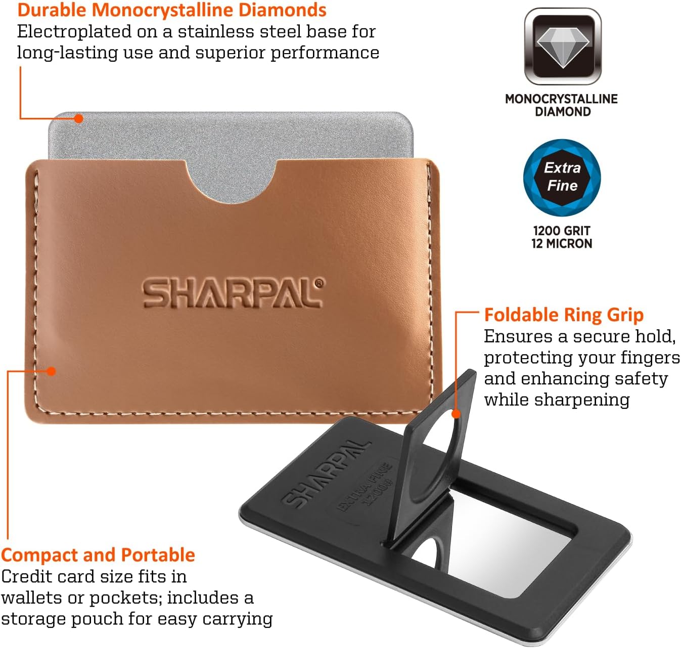 113N Credit Card-Sized Diamond Sharpening Stone, Coarse 325 Grit | Pocket Knife & Tool Sharpener, Portable and Convenient, On-the-Go Use