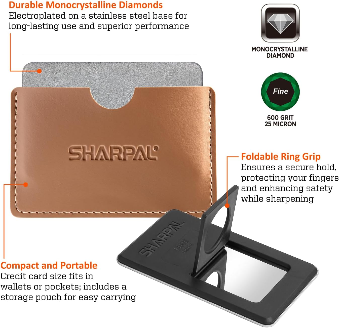 113N Credit Card-Sized Diamond Sharpening Stone, Coarse 325 Grit | Pocket Knife & Tool Sharpener, Portable and Convenient, On-the-Go Use