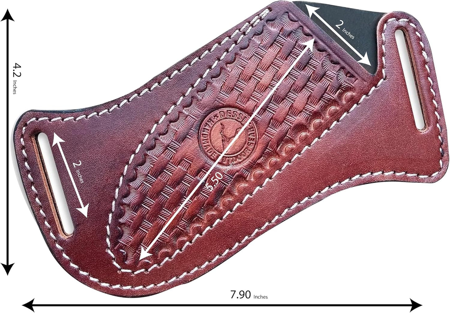 Cross Side Draw Knife Sheath for Belt, Italian Cowhide Tooled Pancake Holster, Horizontal Carry for Fixed Blade Hunting/EDC, Fits 3.5-5.5 in Blade, SM157