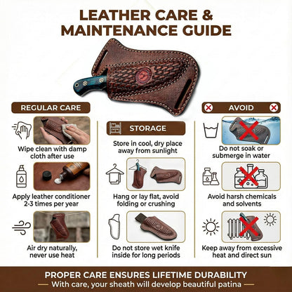 Cross Side Draw Knife Sheath for Belt, Italian Cowhide Tooled Pancake Holster, Horizontal Carry for Fixed Blade Hunting/EDC, Fits 3.5-5.5 in Blade, SM157